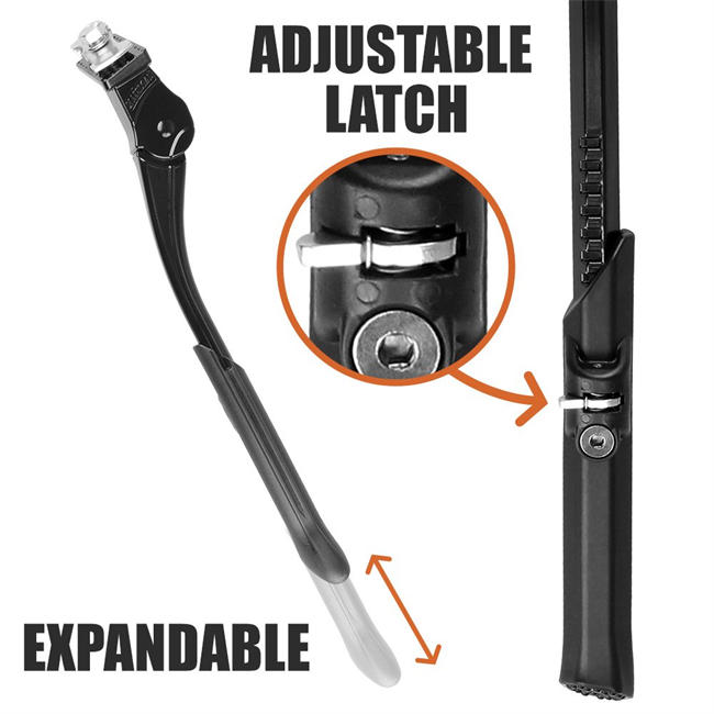 Adjustable Bicycle Kickstand with Concealed Spring-Loaded Latch, for 24-29 Inch Bike Kickstand